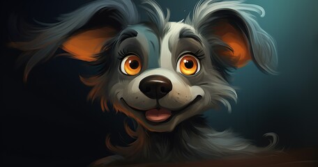 a cartoon dog with an orange and gray fur, in the style of speedpainting, dark cyan and dark bronze, flickr, eerily realistic, cute cartoonish designs