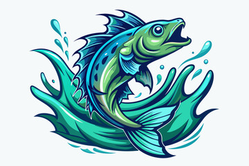 create-a-t-shirt-design-in-the-style-of-a-fish vector 