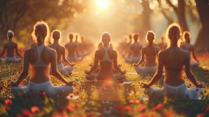 Serene Yoga Class in Session at a Sunlit Wellness Center