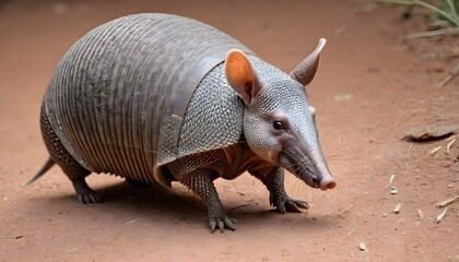 An Armadillo With Its Ears Twitching Nervously - obrazy, fototapety, plakaty