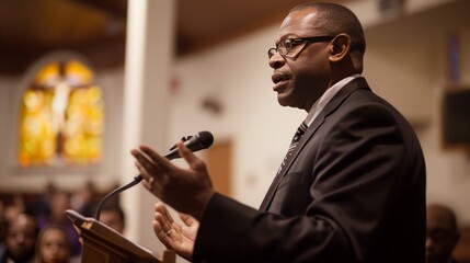 Preaching pastor preaching from the pulpit