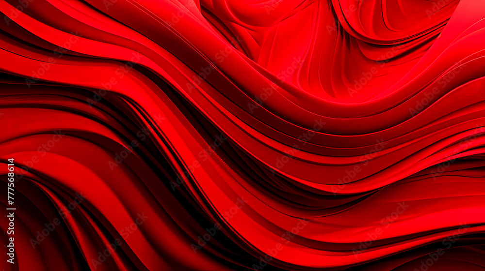 Poster a red fabric with a wave pattern