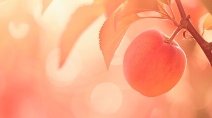 an image with a Peach Fuzz background, applying selective focus, and include copy space attractive...
