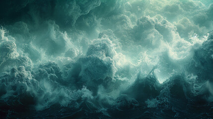 Abstract sea landscape wall art vector background. Sky, clouds and storm. Sea decoration collection...