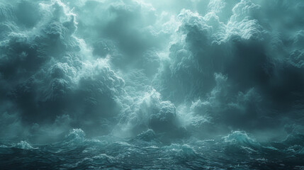 Abstract sea landscape wall art vector background. Sky, clouds and storm. Sea decoration collection design for interior, flyers, poster, cover, banner. Modern hand draw painting for design interior.