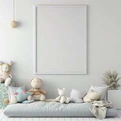 Frame mockup, simple wall background, home room interior background, 3D render