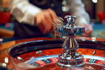 Naklejka premium A spinning casino roulette wheel