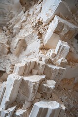 Fototapeta na wymiar A mesmerizing close-up shot capturing the intricate details of white chalk cliffs, with their layers and rubble, portraying a natural geological wonder