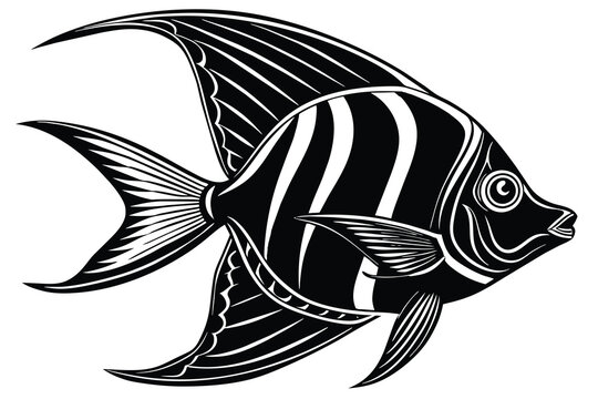 recommend clip art: angel fish black and white vector