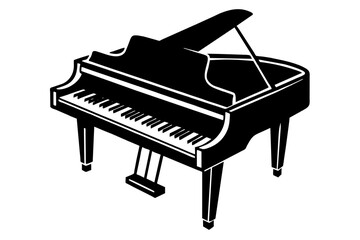 piano silhouette vector art illustration