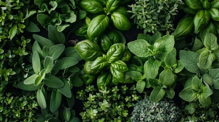Various kind of fresh herbs - Powered by Adobe