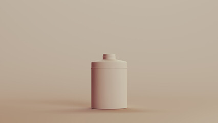 Flask talc talcum powder tin neutral backgrounds soft tones beige brown background pottery 3d illustration render digital rendering