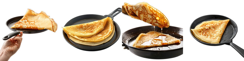 Crepes being made on a hot griddle Hyperrealistic Highly Detailed Isolated On Transparent Background Png File