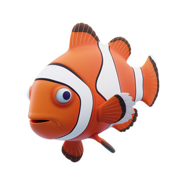 Clown Fish isolated on transparent background. 3D render. ai generative
