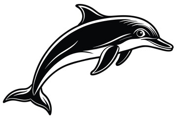 black and white dolphin vector