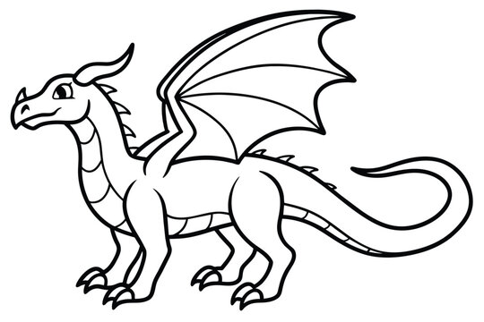 recommend clip art: dragon line art vector on an isolated white background