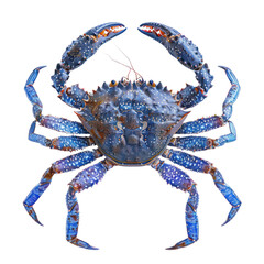 blue king crab aquatic animal on isolated transparent background