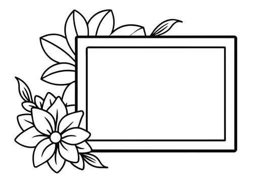 floral line art vector photo frame