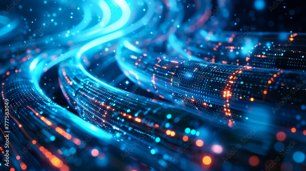 Wall mural internet technology. data channel cable. cyber network of information flows. high speed internet