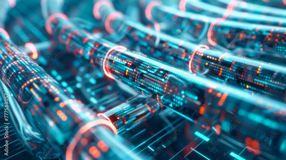 Poster internet technology. data channel cable. cyber network of information flows. high speed internet