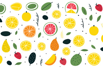 seamless fruits pattern background vector