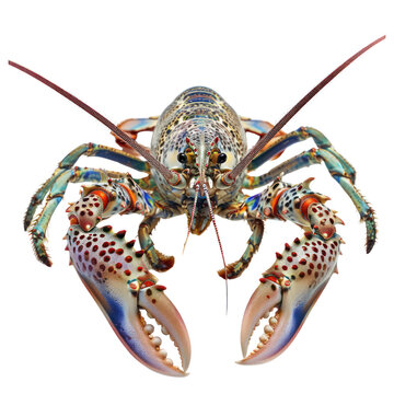 caribbean spiny lobster aquatic animal on isolated transparent background