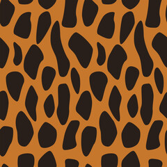 Abstract wild animal skin seamless pattern vector brown and orange background - 777587001