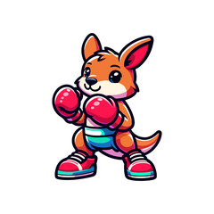 cute icon character kangaroo boxer