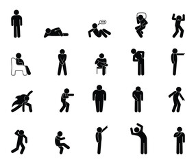 man icon, stick figure, people isolated pictogram