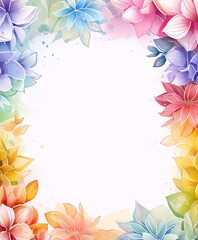 Obraz premium vibrant watercolor floral frame in rainbow colors,watercolor,painting,floral,vibrant