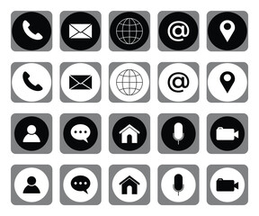 Web contact and communication icons and contact information icons