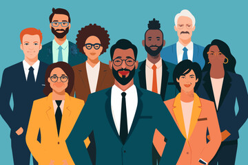Diverse team of businessmen and businesswomen from various backgrounds collaborate harmoniously, embodying the principles of workplace diversity, inclusion, and equal opportunity 