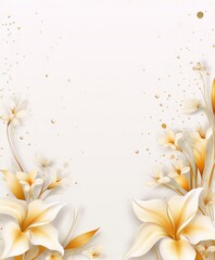 White and gold flowers on a pale yellow background in a realistic digital art style.