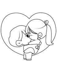 Cute couple coloring page 