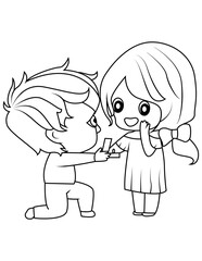 Cute couple coloring page 