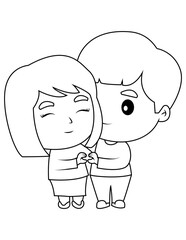 Cute couple coloring page 