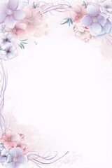 Naklejka premium Light purple pink blue watercolor floral frame shabby chic vintage