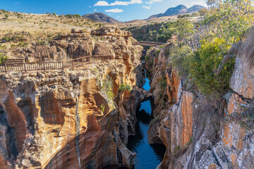 Die vom Fluss ausgewaschenen Felsen bei Bourke’s Luck Potholes ind Südafrika