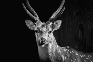 deer in black and white