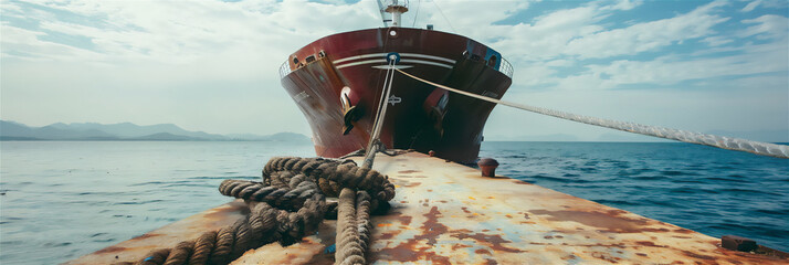 rope on the ship - obrazy, fototapety, plakaty