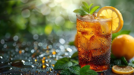 Refreshing Iced Tea With Lemons and Mint