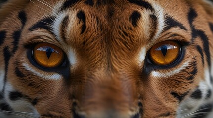 Big eyes Eyes of a red tiger close up .Generative AI