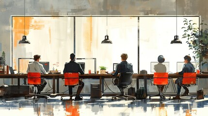 Many businessmen are sitting in a meeting. And there are electronic devices in the meeting.