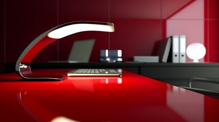 Elevate your workspace ambiance with our advanced reading light on a vibrant red desk, a fusion of technology and style for enhanced productivity and comfort attractive look