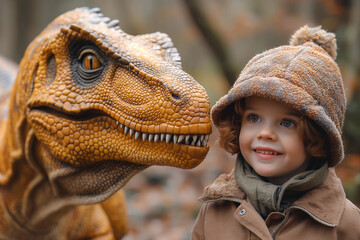 happy child with dinosaurus