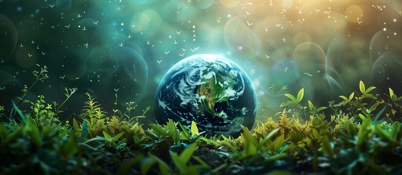 Happy Earth Day Green concept, renewable energy green eco friendly saving environment background.