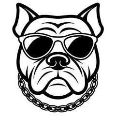 Powerful Bulldog Face Captivating Vector Illustration with Chains