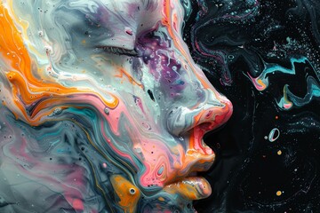 Abstract Fluid Art with Swirls of Color