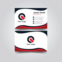 Business card design with abstract accents in red and black