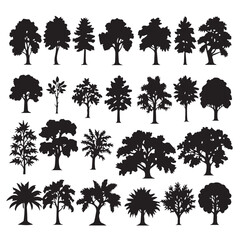 Set of plant and tree silhouette